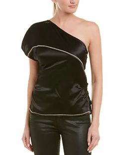 Helmut Lang One-Shoulder Silk-Trim Top Women