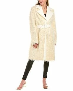 Helmut Lang Wool-Blend Fringe Coat Women
