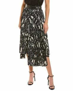 Helmut Lang Leather Waist Pleated Skirt Women